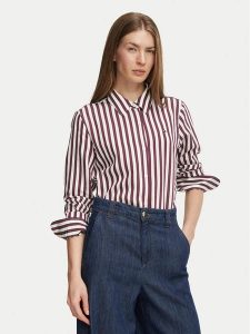 Tommy Hilfiger Koszula Fliud WW0WW52927 Bordowy Regular Fit. Czerwone koszule TOMMY HILFIGER, bez wzorów, bez kołnierzyka, bez ramiączek. Za 489,99 zł.