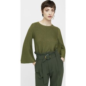 Mango - Sweter Fleare. Szare swetry klasyczne marki Mango, z bawełny, z krótkim rękawem. W wyprzedaży za 49,90 zł.