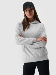 4F Bluza dresowa nierozpinana z kapturem damska - szara L. Szare bluzy 4f, l, bez wzorów, z bawełny, z kapturem. Za 149,99 zł.