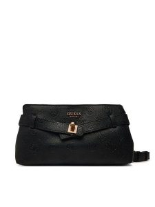 Guess Torebka Ella Logo Mini HWPD97 46730 Czarny. Czarne listonoszki Guess, z aplikacjami, ze skóry, bez dodatków. Za 544,99 zł.