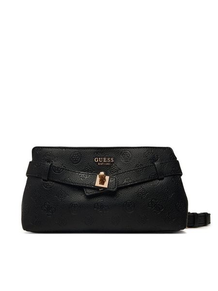 Guess Torebka Ella Logo Mini HWPD97 46730 Czarny. Czarne listonoszki Guess, z aplikacjami, ze skóry, bez dodatków. Za 544,99 zł.