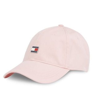 Czapka z daszkiem Tommy Jeans. Czerwone czapki Tommy Jeans, bez wzorów, z jeansu. Za 99,99 zł.