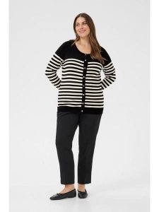 KAFFE curve Kardigan "Lizzy" w kolorze kremowo-czarnym rozmiar: L. Czarne kardigany KAFFE curve. Za 104,99 zł.