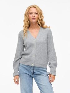 Vila Kardigan "Vitilda" w kolorze szarym rozmiar: M. Szare kardigany Vila, m, bez wzorów, prążkowane, bez ramiączek. Za 143,90 zł.
