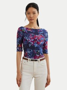 LAUREN RALPH LAUREN Bluzka 200971065001 Granatowy Slim Fit. Niebieskie bluzki Lauren Ralph Lauren, m, bez wzorów, z bawełny, bez kołnierzyka, bez ramiączek. Za 249,99 zł.