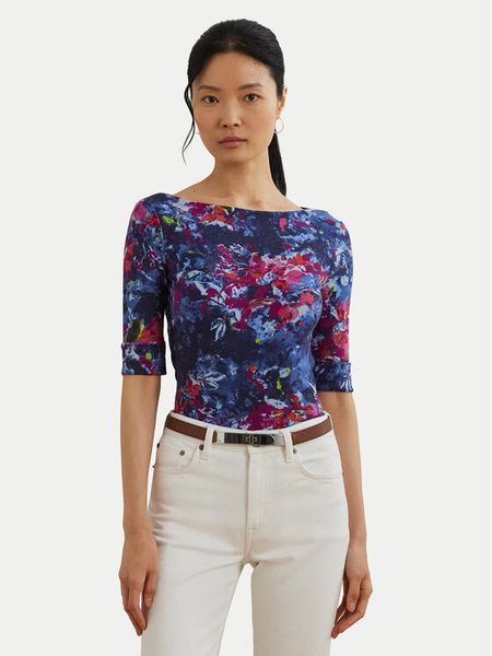 LAUREN RALPH LAUREN Bluzka 200971065001 Granatowy Slim Fit. Niebieskie bluzki Lauren Ralph Lauren, xs, bez wzorów, z bawełny, bez kołnierzyka, bez ramiączek. Za 219,99 zł.