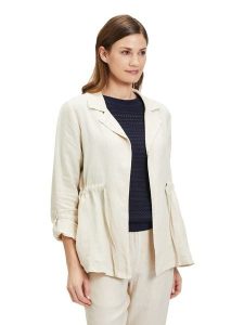 CARTOON Lniana kurtka przejściowa w kolorze kremowym rozmiar: 36. Brązowe kurtki Cartoon, bez wzorów, ze lnu, bez kaptura. Za 165,99 zł.