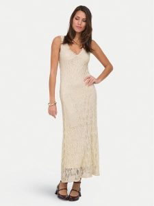 ONLY Sukienka wieczorowa Albina 15372795 Kremowy Regular Fit. Białe sukienki ONLY, s, bez wzorów, z syntetyku, wizytowe, bez kołnierzyka, bez ramiączek. Za 169,99 zł.