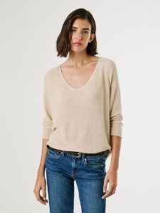 Pepe Jeans Sweter "Coco" w kolorze beżowym rozmiar: XL. Brązowe swetry oversize Pepe Jeans, xl, bez wzorów, z jeansu, bez ramiączek. Za 206,42 zł.