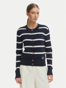 Tommy Hilfiger Kardigan WW0WW49617 Granatowy Regular Fit. Niebieskie kardigany TOMMY HILFIGER, z bawełny. Za 594,99 zł.