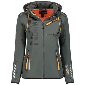 Geographical Norway REINE - damski softshell ciemnoszary/pomarańczowy. Brązowe kurtki Geographical Norway, bez wzorów, z elastanu. Za 239,00 zł.