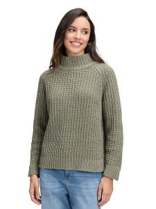 CARTOON Sweter w kolorze khaki rozmiar: 46. Brązowe swetry oversize Cartoon, bez wzorów, ze splotem, bez ramiączek. Za 129,95 zł.