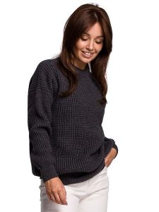 Be Wear Sweter w kolorze antracytowym rozmiar: S/M. Czarne swetry oversize Be Wear, m, bez wzorów, z wełny, bez ramiączek. Za 162,49 zł.