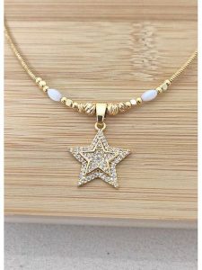 La Asena Pozłacany naszyjnik - dł. 42 cm rozmiar: onesize. Białe naszyjniki La Asena, z cyrkonią, pozłacane. Za 43,99 zł.