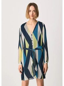 Pepe Jeans Sukienka w kolorze granatowo-beżowym rozmiar: XS. Brązowe sukienki Pepe Jeans, na co dzień, xs, bez wzorów, z jeansu, bez kołnierzyka, bez ramiączek, midi, proste. Za 192,79 zł.