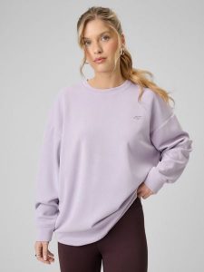 4F Bluza dresowa regular z modalem damska - fioletowa L. Fioletowe bluzy 4f, l, bez wzorów, z dresówki, bez kaptura. Za 189,99 zł.