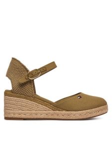 Tommy Hilfiger Espadryle Mid Wedge Espad Closed Toe FW0FW09233 Brązowy. Brązowe espadryle TOMMY HILFIGER, bez wzorów, z materiału, bez obcasa. Za 409,99 zł.