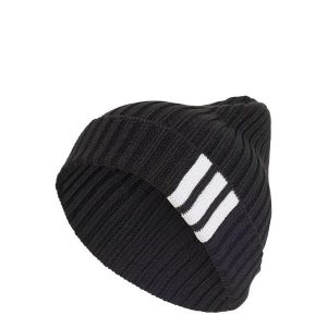 Czapka typu beanie z 3 paskami. Białe czapki ADIDAS, bez wzorów, z dzianiny, eleganckie. Za 109,00 zł.