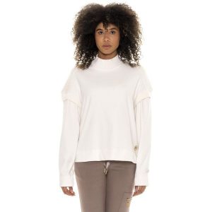 Leone 1947 Warm Touch Women, bluza, Rundhalsausschnitt und Strickeinsätzen. Białe bluzy LEONE 1947 APPAREL, bez wzorów, z elastanu, bez kaptura. W wyprzedaży za 191,56 zł.