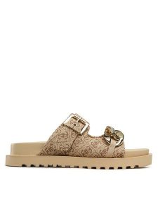Guess Klapki Fatema2 FL6FT2 FAL03 Brązowy. Brązowe klapki Guess, z aplikacjami, z materiału, bez obcasa. Za 309,99 zł.