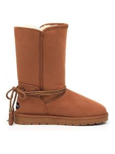 Blackfield Kozaki zimowe "Eowin" w kolorze jasnobrązowym rozmiar: 40. Brązowe kozaki Blackfield, na zimę, z aplikacjami, z materiału, z okrągłym noskiem, bez obcasa, bez zapięcia. Za 173,99 zł.