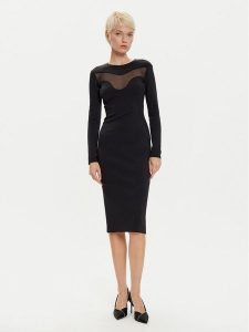 PINKO Sukienka koktajlowa 103844 A208 Czarny Slim Fit. Czarne sukienki Pinko, bez wzorów, z syntetyku, wizytowe, bez kołnierzyka, bez ramiączek. Za 659,99 zł.