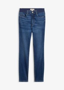 Dżinsy Skinny z wysokim stanem, wygodna talia. Niebieskie jeansy bonprix, bez wzorów, z jeansu, z podwyższonym stanem. Za 149,99 zł.