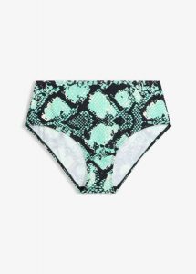 Figi bikini z wysoką talią. Zielone bikini bonprix, bez wzorów. Za 47,99 zł.