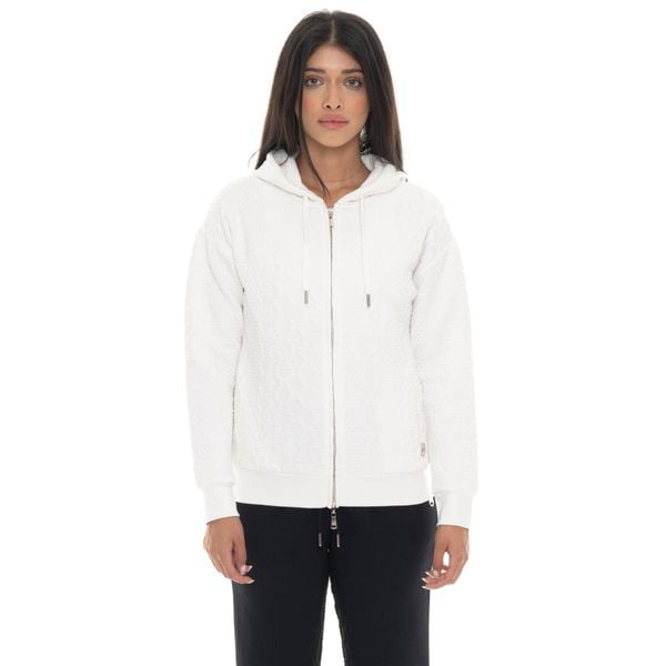 Leone 1947 Braid Damen, Bluza z geflochtenem Stoff, Kapuze, Reißverschluss. Białe bluzy LEONE 1947 APPAREL, bez wzorów, z bawełny, bez kaptura. W wyprzedaży za 191,56 zł.