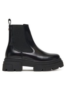 Tommy Hilfiger Sztyblety Shiny FW0FW09042 Czarny. Czarne botki TOMMY HILFIGER, bez wzorów, ze skóry, bez obcasa, na płaskiej podeszwie, bez zapięcia. Za 519,99 zł.