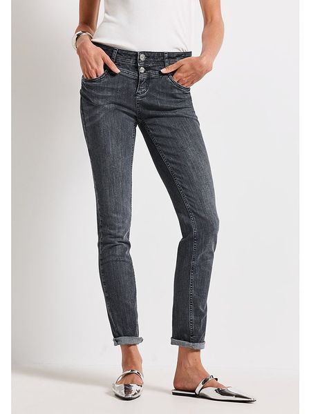 Street One Dżinsy - Slim fit - w kolorze antracytowym rozmiar: W29/L30. Czarne jeansy Street One, z aplikacjami, ze skóry. Za 200,60 zł.