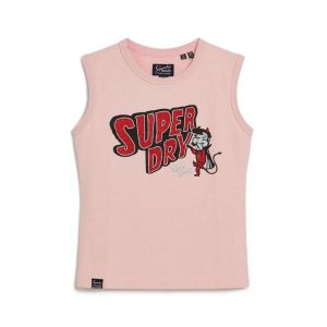 Damski wąski tank top Superdry Retro. Czerwone topy Superdry, bez wzorów, retro, bez kołnierzyka, bez ramiączek. W wyprzedaży za 152,60 zł.