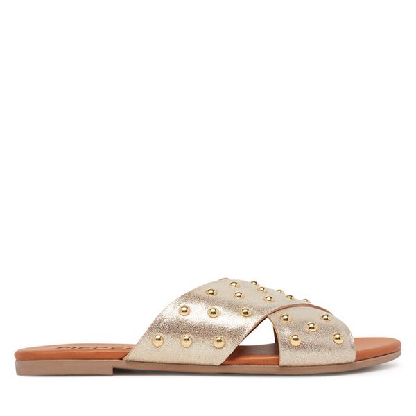 Klapki Pieces. Żółte klapki Pieces, bez wzorów, bez obcasa. Za 179,99 zł.