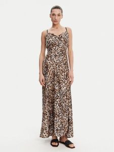 Guess Sukienka wieczorowa W5GT10 WF1T2 Brązowy Slim Fit. Brązowe kombinezony Guess, s, z aplikacjami, z syntetyku, wizytowe, bez kołnierzyka, bez ramiączek. Za 329,99 zł.
