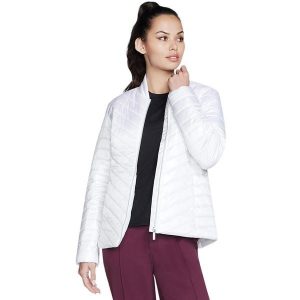 Kurtka Skechers Goshield Shine Jacket, Kobiety. Białe kurtki Skechers, bez wzorów, z poliesteru, bez kaptura. Za 490,00 zł.