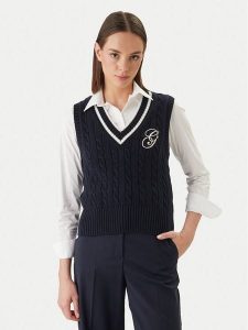 Gant Sweter 4805441 Granatowy Regular Fit. Niebieskie swetry klasyczne GANT, s, z bawełny, bez kołnierzyka. Za 579,99 zł.