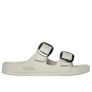 Klapki złota gwiazda damskie Skechers Arch Fit Cali Breeze. Brązowe klapki Skechers, bez wzorów, bez obcasa. Za 290,00 zł.