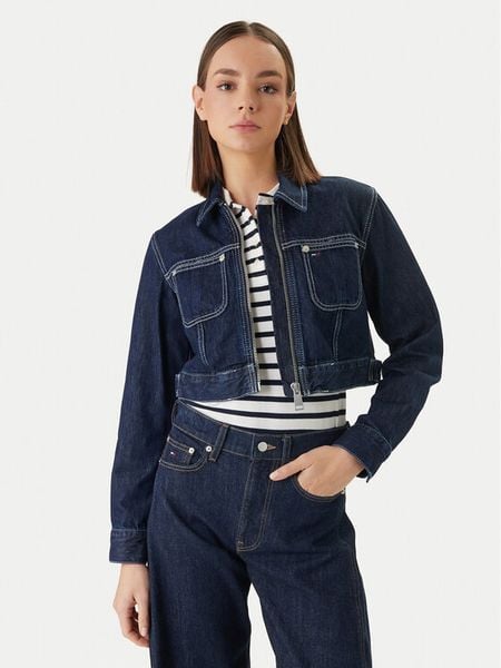 Tommy Jeans Kurtka jeansowa DW0DW22384 Granatowy Straight Fit. Niebieskie kurtki Tommy Jeans, xl, bez wzorów, z bawełny, bez kaptura. Za 529,99 zł.