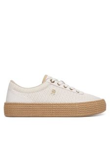 Tommy Hilfiger Espadryle FW0FW09173 Biały. Białe espadryle TOMMY HILFIGER, bez wzorów, z materiału, bez obcasa. Za 369,99 zł.