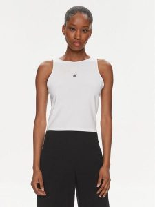Calvin Klein Jeans Top Archival J20J223107 Biały Slim Fit. Białe topy Calvin Klein Jeans, xl, bez wzorów, z jeansu, bez kołnierzyka, bez ramiączek. Za 99,99 zł.