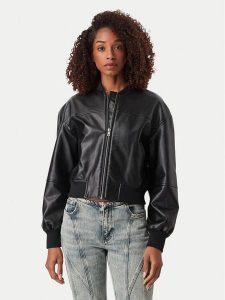 Guess Jeans Kurtka bomber W6YL01 W2525 Czarny Regular Fit. Czarne kurtki Guess Jeans, s, z aplikacjami, z jeansu, bez kaptura. Za 584,99 zł.
