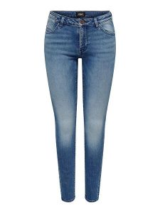 ONLY Dżinsy "Carmen" - Skinny fit - w kolorze niebieskim rozmiar: W25/L30. Niebieskie jeansy ONLY, z aplikacjami, ze skóry. Za 41,59 zł.