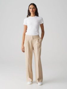 OPUS Spodnie "Maiga" w kolorze beżowym rozmiar: 36. Brązowe spodnie z wysokim stanem Opus, bez wzorów, z materiału, z podwyższonym stanem. Za 165,99 zł.