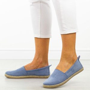 Niebieskie espadryle damskie, półbuty Potocki 16332. Niebieskie espadryle POTOCKI, bez wzorów, z zamszu, bez obcasa. Za 89,00 zł.
