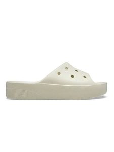 Crocs Klapki "Classic Platform" w kolorze beżowym rozmiar: 36/37. Brązowe klapki Crocs, bez wzorów, z otwartym noskiem, bez obcasa, na platformie. Za 120,95 zł.