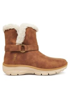 Skechers Botki Easy Going 168045/CSNT Brązowy. Brązowe botki Skechers, bez wzorów, ze skóry, bez obcasa, na płaskiej podeszwie, bez zapięcia. Za 379,99 zł.