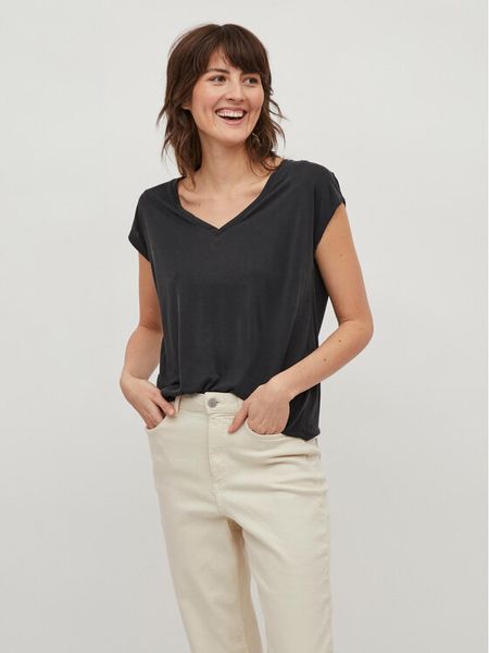 Vila T-Shirt Modala 14074847 Czarny Relaxed Fit. Czarne t-shirty Vila, s, bez wzorów, z syntetyku, bez kołnierzyka, bez ramiączek. Za 89,99 zł.