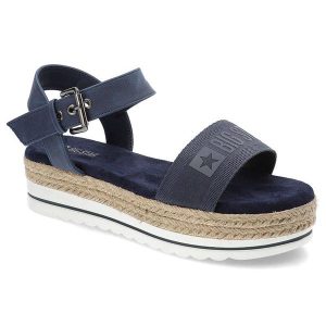 Granatowe Sandały Big Star Wygodne Buty Damskie. Niebieskie sandały Big Star, bez wzorów, ze skóry ekologicznej, bez obcasa, bez zapięcia. Za 179,00 zł.
