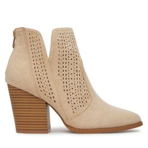 Botki DeeZee. Brązowe botki DeeZee, bez wzorów, bez obcasa, na słupku, bez zapięcia. Za 149,99 zł.