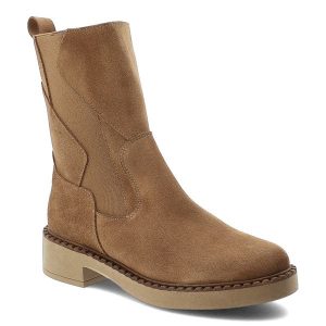 Brązowe Botki HEE Zamszowe Buty Damskie. Brązowe botki Hee, na jesień, bez wzorów, z jeansu, bez obcasa, na obcasie, bez zapięcia. Za 467,99 zł.